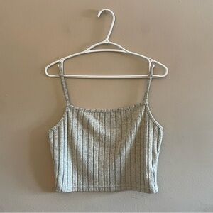 4/$20➡️  Grey Striped Spaghetti Strap Cropped Tank Top – Size Medium EUC
